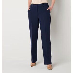 Worthington Womens Curvy Trouser Pants Size 4P Blue Polyester & Spandex